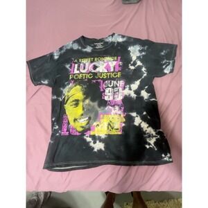 Tupac Shakur Mens XL Black Tie Dye Poetic Justice Graphic T Shirt 2Pac Tee